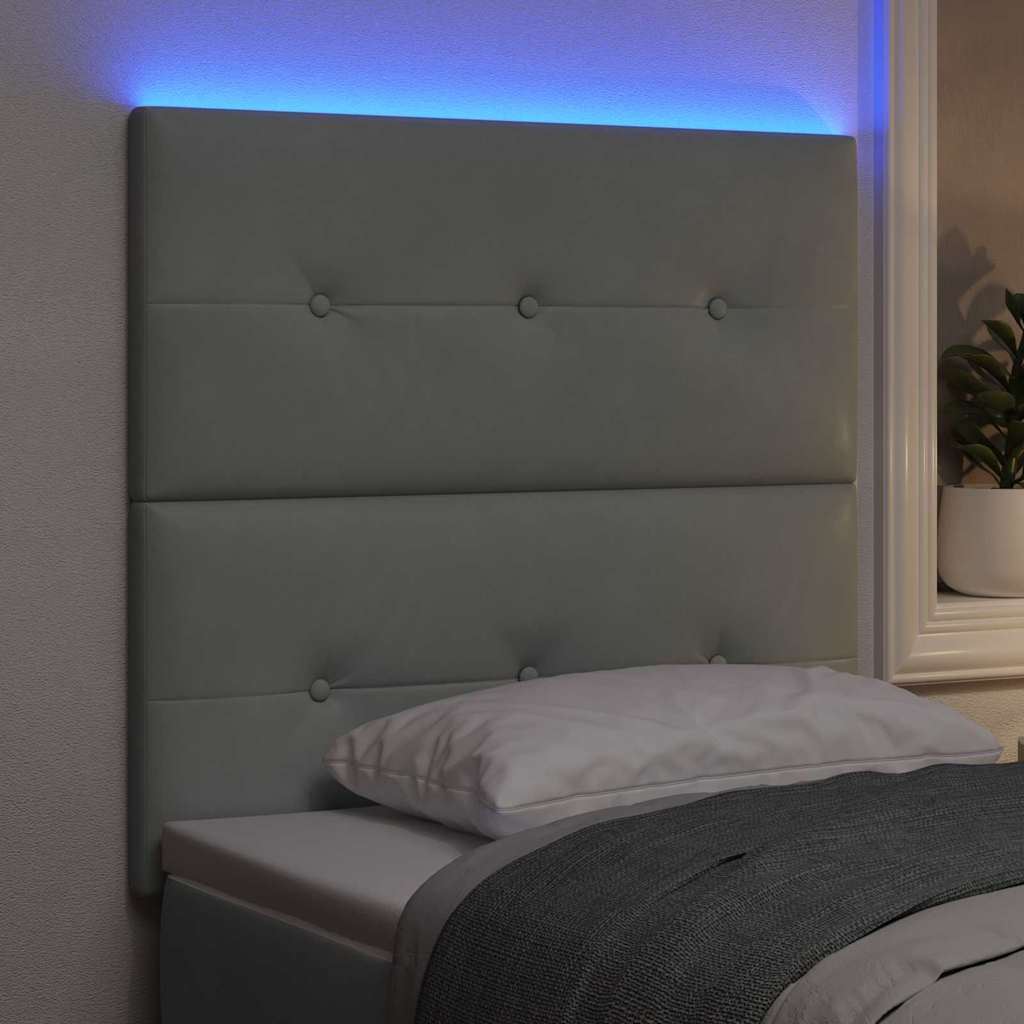 Headboard with LED Strip Lights Light Grey 80 cm Velvet